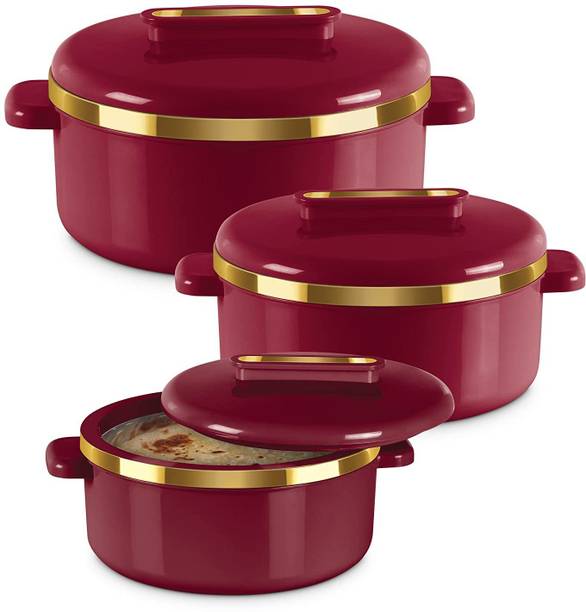 MILTON Curve Inner Stainless Steel Jr Maroon Pack of 3 Serve Casserole