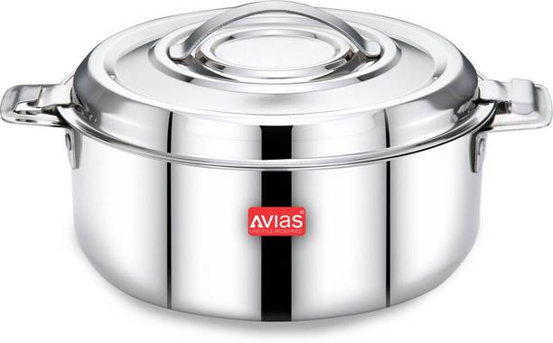 AVIAS Premium Stainless Steel with Lid, Twist Lock, Hot Pot- Roti, Gravy, Rice Serve Casserole