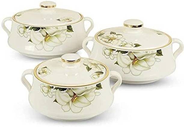 NAYASA Lorenzo Insulated Inner Stainless Steel Casserole | Food Grade | BPA Free | Pack of 3 Serve Casserole Set