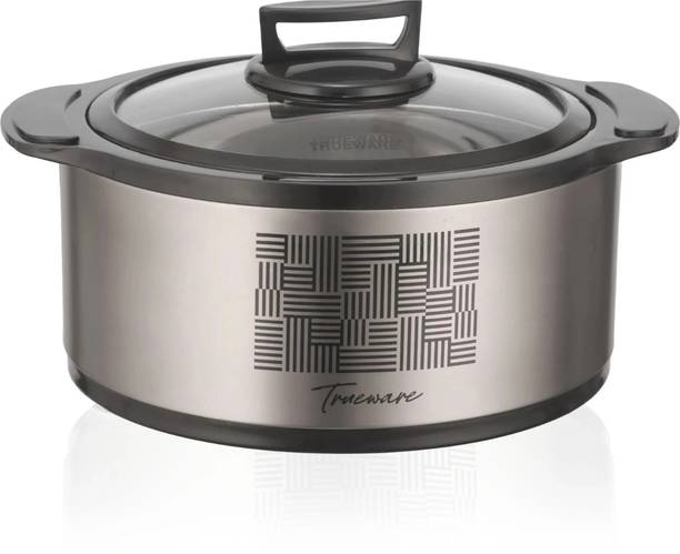 ट्रूवेयर Cosmic Glass thermoware Stainless steel casserole with Toughened Glass Lid थर्मोवेयर कैसरोल