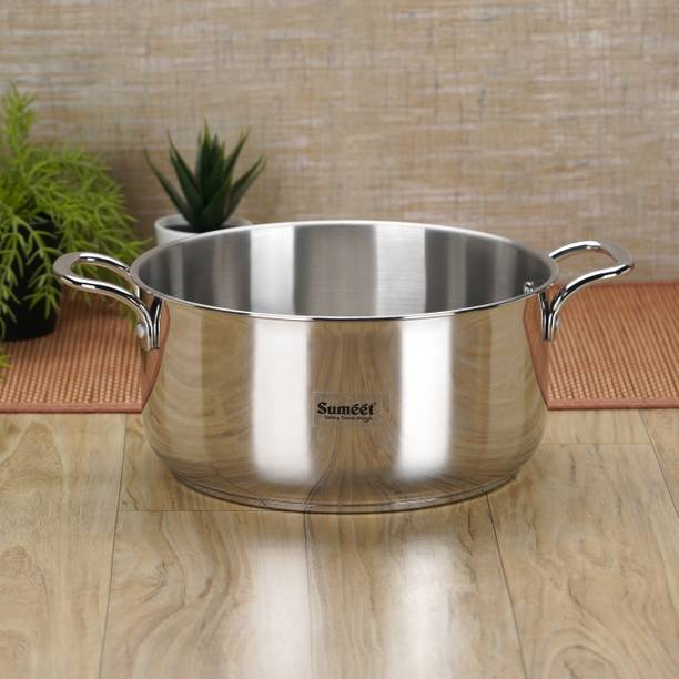 Sumeet Stainless Steel Induction Bottom Casserole 3.2 LTR, 21 cm Dia, Silver Cook and Serve Casserole