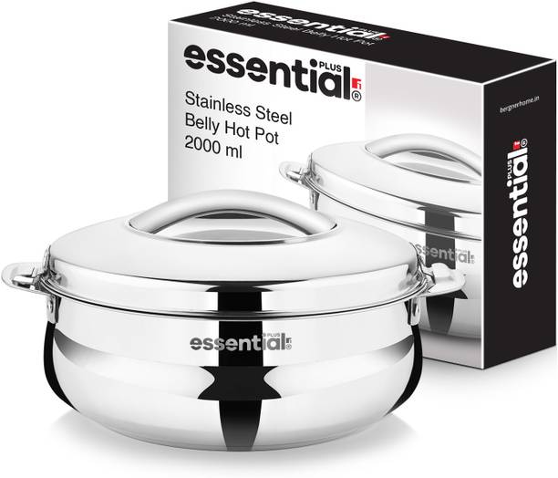 BERGNER Essential Plus Stainless Steel Belly Shape Hot Pot 1500ml, Double Wall, Serve Casserole