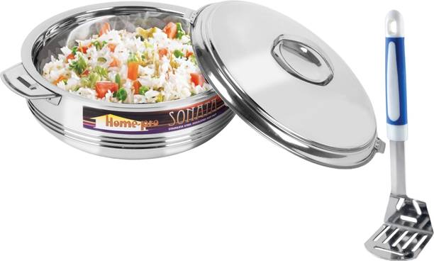 Home-pro Sonata Casserole & Potato Masher | Ideal for Serving Sabji / Rice / Dal / Snack Pack of 2 Serve Casserole Set