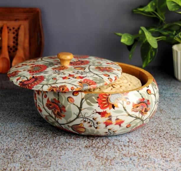 Unique Arts Shoppee Wooden Blossom Roti Box Chapati Box for Kitchen, Hot Pot Casserole for Roti Serve Casserole