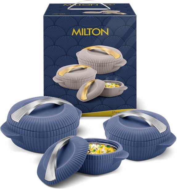 MILTON Oyster Jr. Set of 3 PU Insulated Inner Steel Casseroles 455ml, 860ml & 1.27L Pack of 3 Serve Casserole