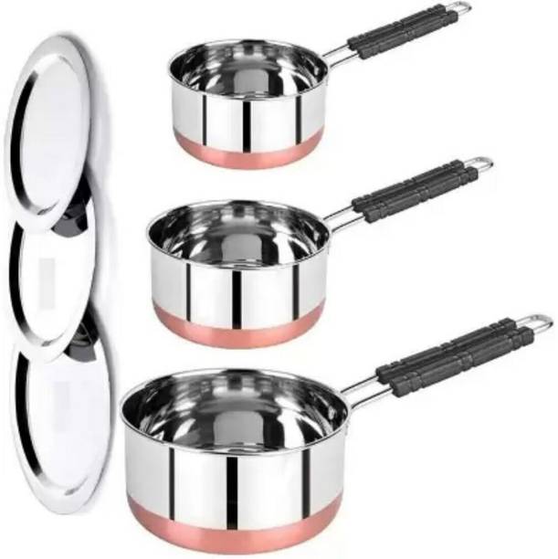 HM EVOTEK Steel Copper Bottom Sauce, Tea, Milk Pan, Milk Boiler, Chai Patila Tapeli K5 Cookware Set
