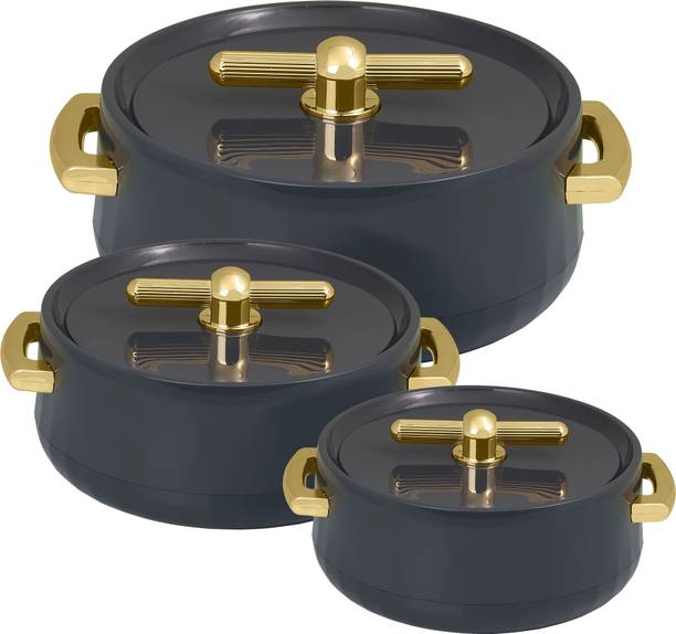 सेलवेल ग्लोबल SELVEL Elegance Royal Inner Steel Casserole Set 3 का पैक थर्मोवेयर कैसरोल सेट