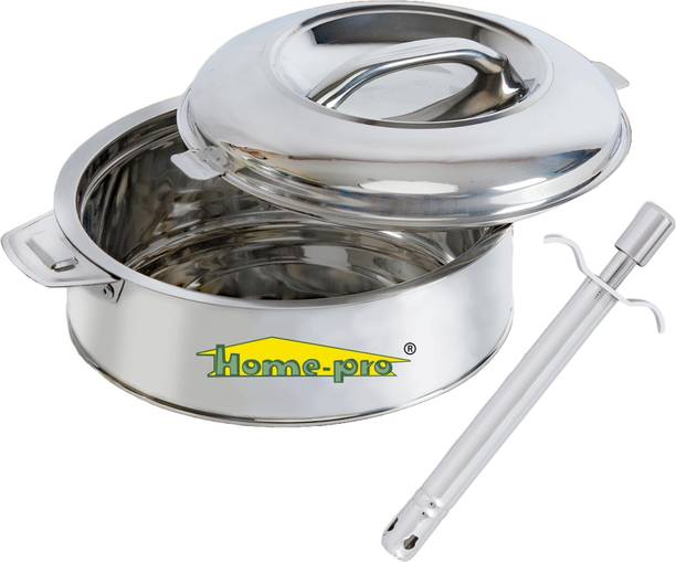 Home-pro Stainless Steel Classy Casserole, Serving bowl 1500ml & Gas lighter | Hotpot | Pack of 2 Thermoware Casserole