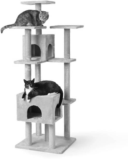 WUDYHUB Crazy Fur Cat Tree Extra Large | Indoor/Outdoor Cat Furniture WH25 GREY Free Standing Cat Tree