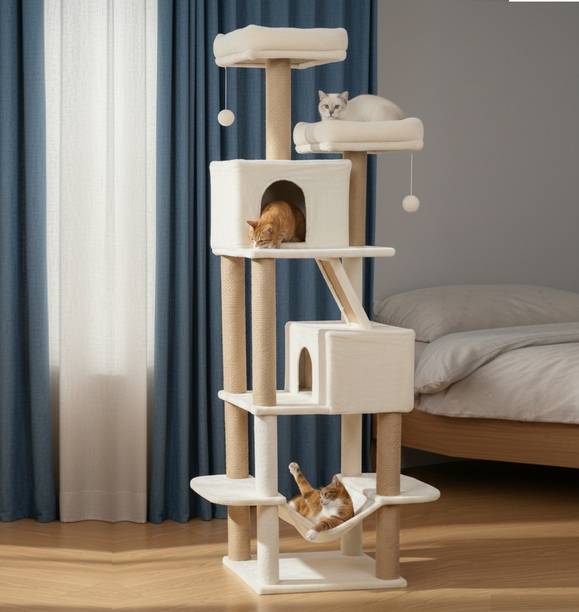 WUDYHOME Plush Fur Fabic Multistory Large Free Standing Cat Tree