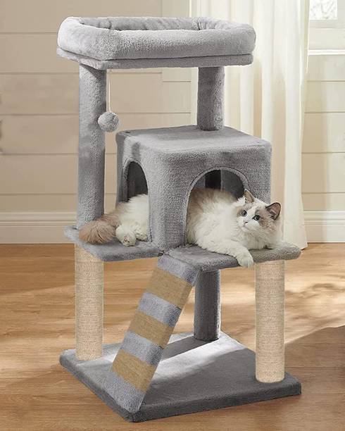 WUDYHUB Premium Cat Tree with Sisal Scratching Posts, Dangling Balls Free Standing Cat Tree