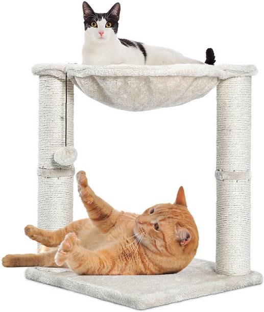 WUDYHOME Premium Natural Jute Round Cat Tower GREY Free Standing Cat Tree