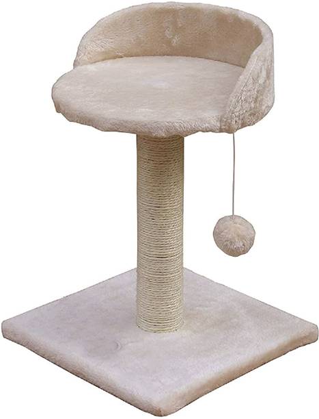 WUDYHUB Soft Fur Activity Cat Tree Scratching Post with Sisal Tower for Kittens-Cat Free Standing Cat Tree