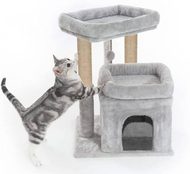 WUDYHUB Cat Tree Tower for Indoor Cats, Activity Cat House with Scratching Post Free Standing Cat Tree