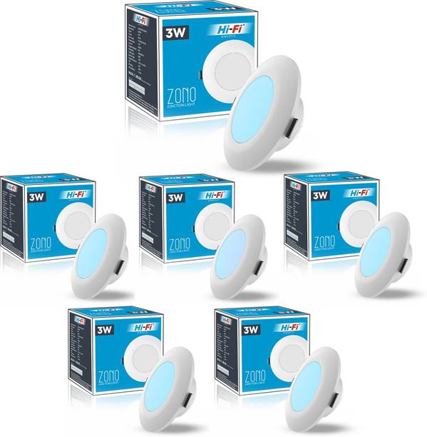 ELLEYS ZONO 3 Watt Junction Box Led Ceiling Light|BIS Certified|( BLUE ) Pack of 6 Cob Light Ceiling Lamp