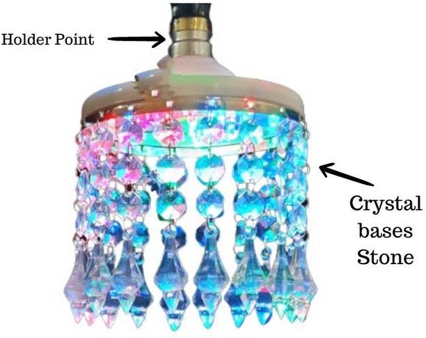 PRABHAM RGB Multi Color Crystal Chandelier Jhoomer for Home Temple Hanging Lamp Chandelier Ceiling Lamp