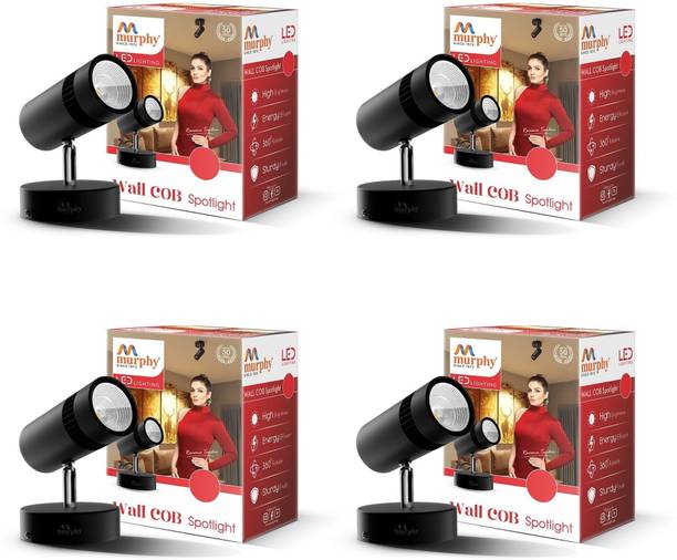 MURPHY 10W Adjustable COB Wall Spot Light Black Surface Cool White Pack of 4 Ceiling Light Ceiling Lamp