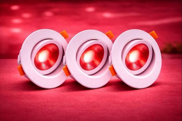 Hybrix LED (3W) 30° Spot Light, COB Down Light, Elegant ABS Body, Red Light, 3 Spot Light Ceiling Lamp