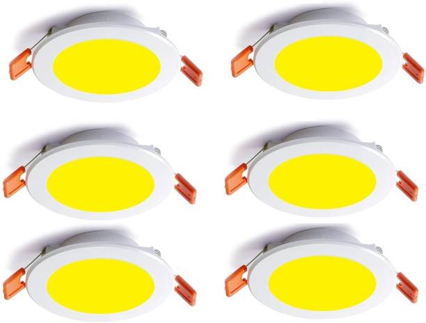 Dhija 7 Watts Warm White ( Yellow ) Round Led Panel Conceal Down Light Pack of 6 Ceiling Light Ceiling Lamp