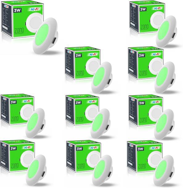 ELLEYS ZONO 3 Watt Junction Box Led Ceiling Light|BIS Certified |(Green) Pack of 10 Cob Light Ceiling Lamp