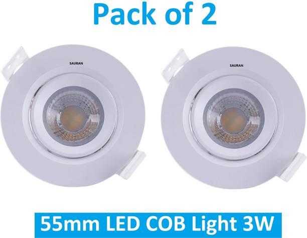 Sauran Pack of 2 55mm LED COB Pure White Light 3W LEC13.2 (With Warranty) Ceiling Light Ceiling Lamp