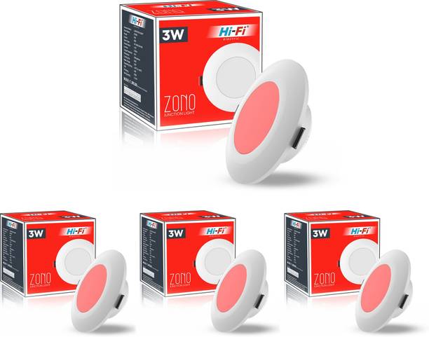 ELLEYS ZONO 3 Watt Junction Box Led Ceiling Light|BIS Certified |(RED) Pack of 4 Cob Light Ceiling Lamp