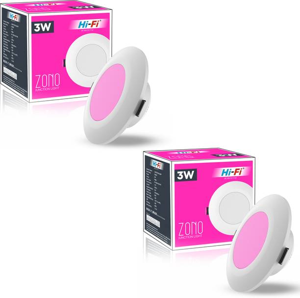 ELLEYS ZONO 3 Watt Junction Box Led Ceiling Light|BIS Certified |(PINK) Pack of 2 Ceiling Light Ceiling Lamp