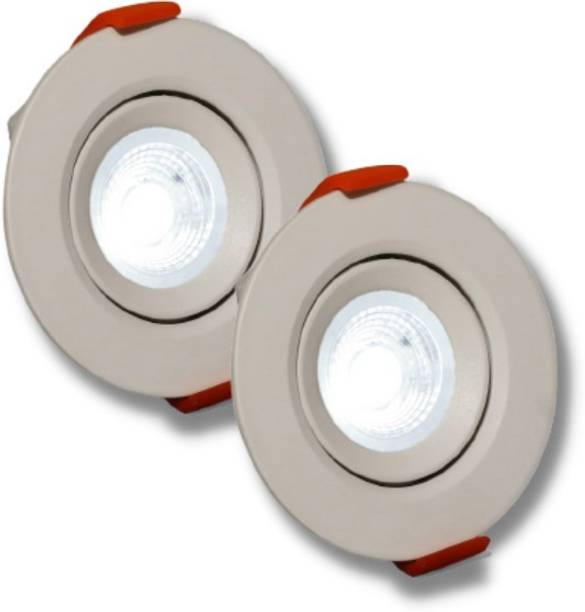 D'Mak D'Mak 1 Watt LED COB/Spot Light/Button Light (Warm White) Square Driver Included pack of 2 Recessed Ceiling Light Ceiling Lamp