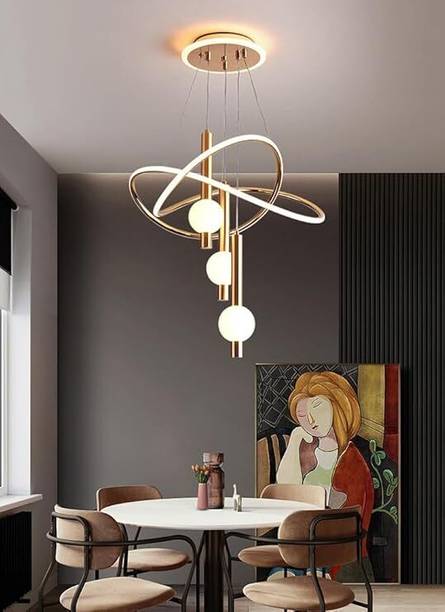 Shri Mahal Antiques LED Gold 3 Light Curvy Pendant Chan...