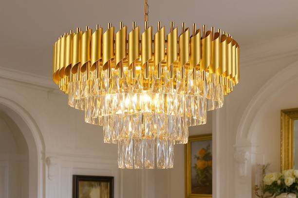 Adwait Crystal Chandelierl Hanging Ceiling Pendant Jhoomer 400mm Gold Chandelier Chandelier Ceiling Lamp