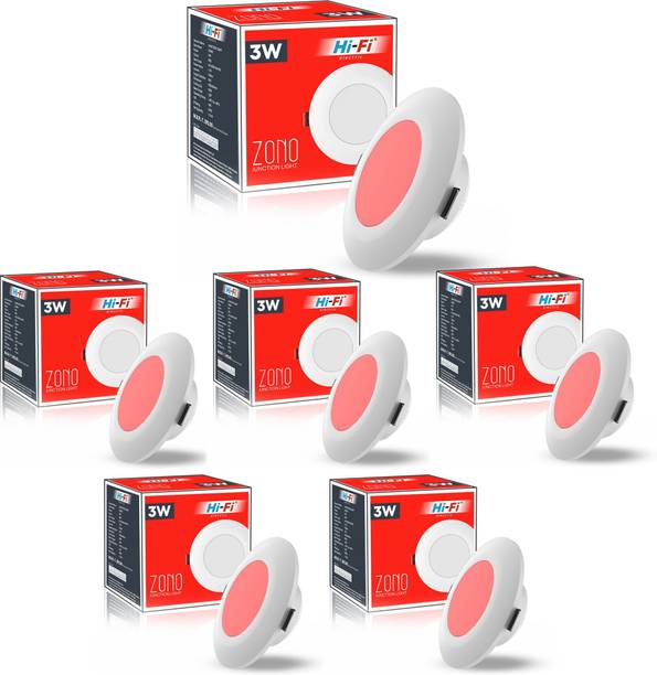 ELLEYS 3 Watt Junction Box Led Ceiling Light|BIS Certified |(RED) Pack of 6 Cob Light Ceiling Lamp