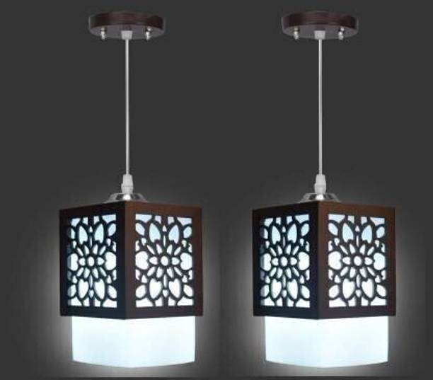 Gojeeva Wooden Hanging Without Bulb (pack of 2) Pendants Ceiling Lamp