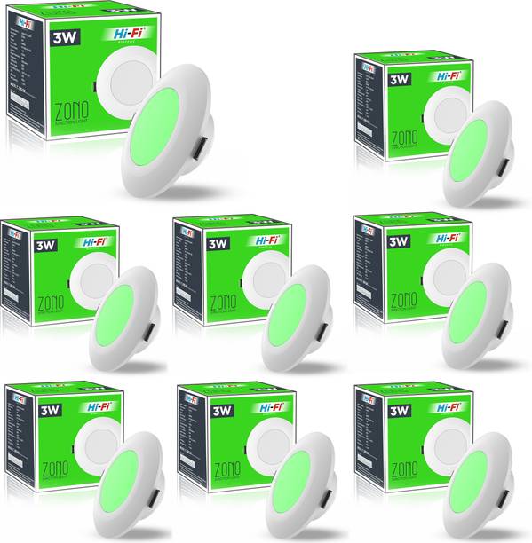 ELLEYS ZONO 3 Watt Junction Box Led Ceiling Light|BIS Certified |(Green) Pack of 8 Cob Light Ceiling Lamp