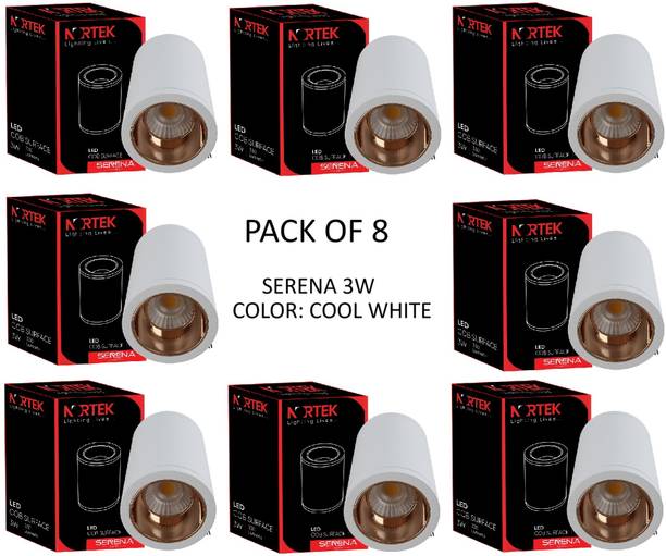 नॉर्टेक Serena 3W Cylindrical Cob Led Light White Body Rose Gold Reflector Cool White सरफेस सीलिंग लाइट  सीलिंग लैंप