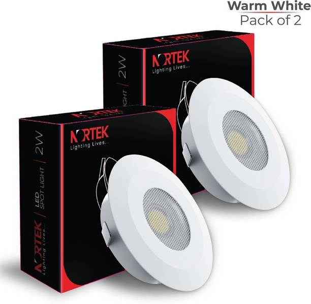 Nortek 2W COB LED Spot Light | Cabinet Mandir False Ceiling | Warm White - Pack of 2 Recessed Ceiling Light Ceiling Lamp