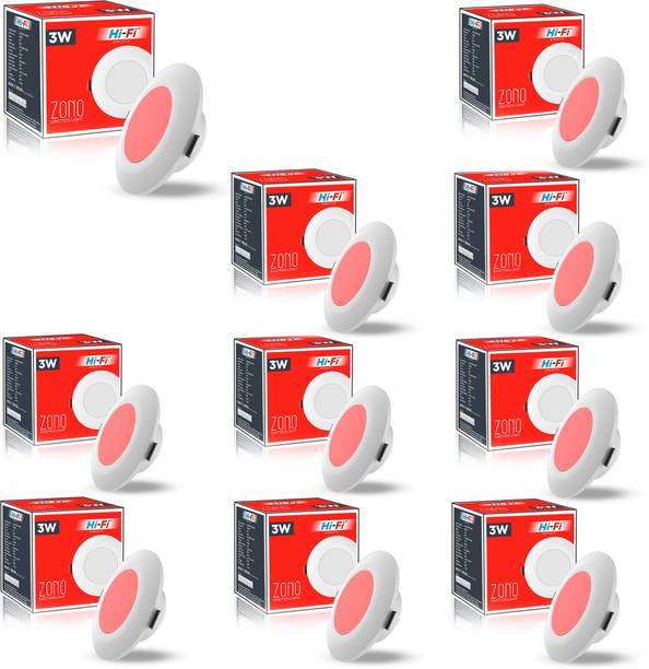 ELLEYS ZONO 3 Watt Junction Box Led Ceiling Light|BIS Certified |(RED) Pack of 10 Cob Light Ceiling Lamp