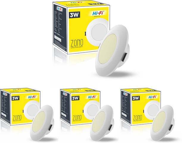 ELLEYS ZONO 3 Watt Junction Box Led Ceiling Light|BIS Certified|(Warm White) Pack of 4 Cob Light Ceiling Lamp