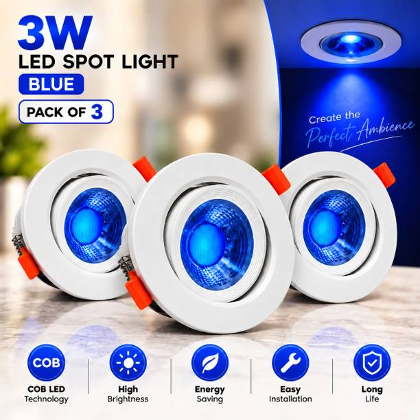 HBX LED (3W) Spot Light | Down Light | COB Light | Elegant ABS Body | Blue Light | 3 Cob Light Ceiling Lamp