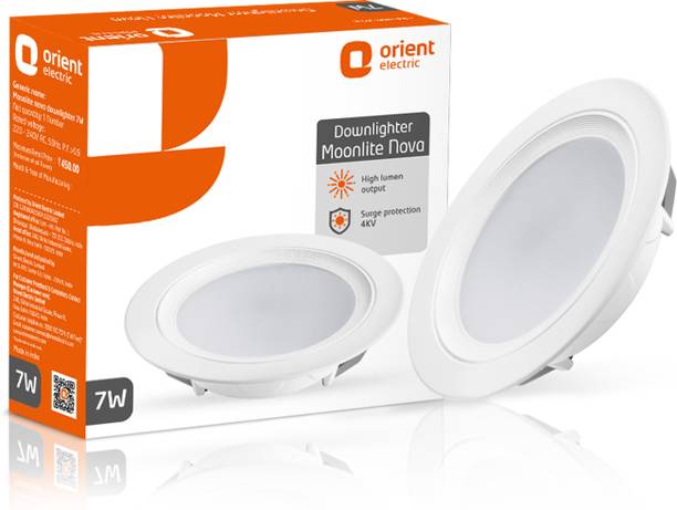 Orient Electric Moonlite Nova Downlighter, 7W | 3000K | Ceiling Light | Round Downlighter Ceiling Light Ceiling Lamp