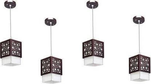 Gojeeva Wooden Hanging Lamp Without Bulb(PACK OF 4) Pendants Ceiling Lamp