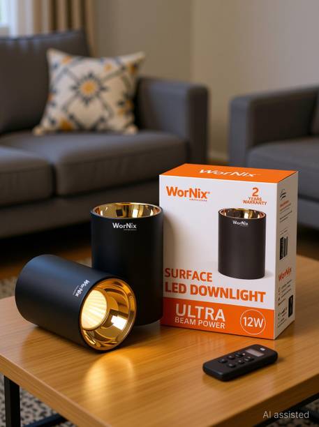 wornix 12W COB LED Cylinder Spot Warm White Light with Rose Gold Reflector Cob Light Ceiling Lamp