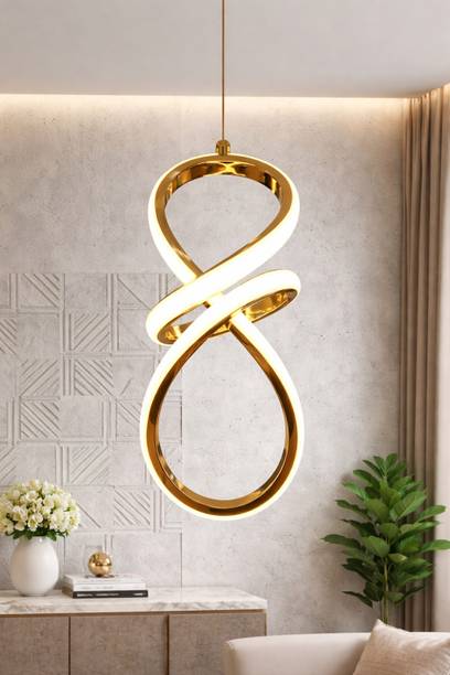 SWIATLO SWIATLO Modern Infinity LED Pendant Light, Elegant Gold Twisted Hanging Pendant Lamp Ceiling Lamp