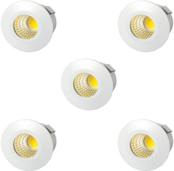 GALAXY LED 3 Watt COB Round Spot Ceiling Light, Color of LED Warm White pack of 5 Recessed Ceiling Light Ceiling Lamp