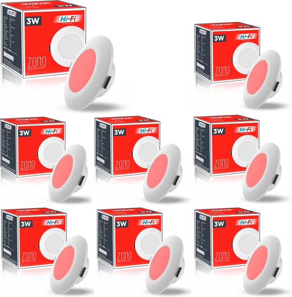 ELLEYS ZONO 3 Watt Junction Box Led Ceiling Light|BIS Certified |(RED) Pack of 8 Cob Light Ceiling Lamp