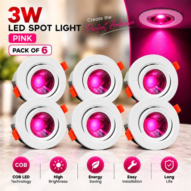 HBX LED (3W) Spot Light | Down Light | COB Light | Elegant ABS Body | Pink Light | 6 Cob Light Ceiling Lamp