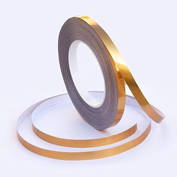 Elantra Single Sided tape Self Adhesive Floor Marking Masking Tape (1 cm * 50 m ) Dispenser Dispenser Golden tile tape (Manual)