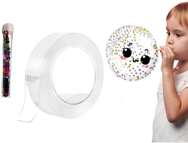VOIISH Double Side Adhesive Silicon Tape Wtih Glitter Adhesive Dispenser Washable Reusable (Manual)