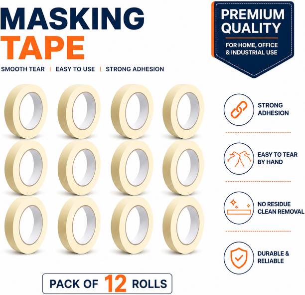 BEFLIX Single Sided (Pack of 12), 24 mm x 20 mtr Handheld Dispenser Dispenser Masking Tape (Manual)