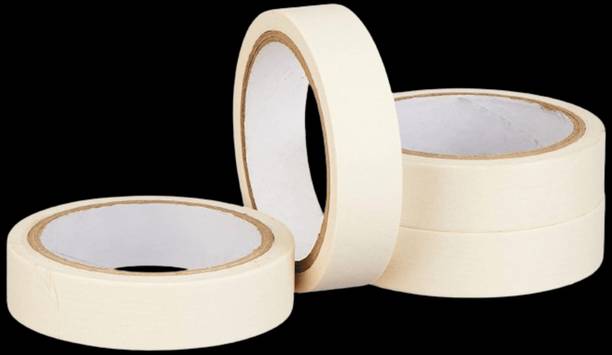 VOIISH Single sided Multi-Use for Carpenter Labeling, Painting, Packing Adhesive Leaves No Residue Masking Tape 1 Inch 24 mm x 25 Meters (Pack of 4) of Multi-Use, Easy Tear Tape (Manual)