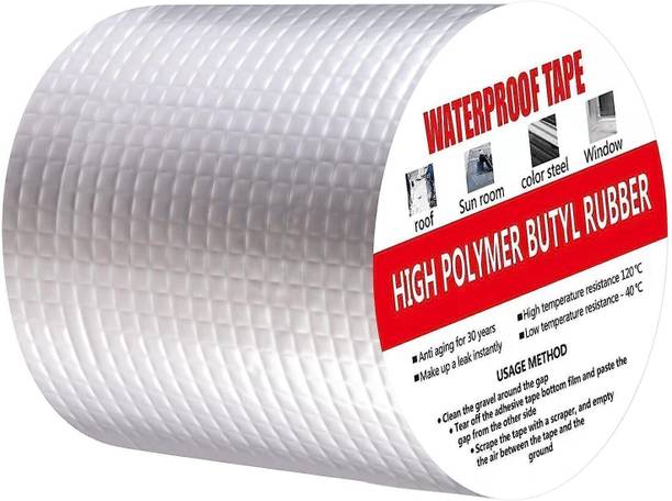 KDZONE Waterproof Aluminum foil based Butyl Rubber Tape 2INCH wdht 5mtr roll Suitable for Roof Leak, surface Crack, Window Sill Gap, Boat Sealing, Tank Leak aluminium foil tape (Manual)
